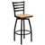 HERCULES Series Black Ladder Back Swivel Metal Barstool - Natural Wood Seat HERCULES Series Black Ladder Back Swivel Metal Barstool - Natural Wood Seat