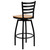 HERCULES Series Black Ladder Back Swivel Metal Barstool - Natural Wood Seat HERCULES Series Black Ladder Back Swivel Metal Barstool - Natural Wood Seat