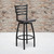 HERCULES Series Black Ladder Back Swivel Metal Barstool - Walnut Wood Seat HERCULES Series Black Ladder Back Swivel Metal Barstool - Walnut Wood Seat