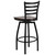 HERCULES Series Black Ladder Back Swivel Metal Barstool - Walnut Wood Seat HERCULES Series Black Ladder Back Swivel Metal Barstool - Walnut Wood Seat