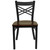 HERCULES Series Black ''X'' Back Metal Restaurant Chair - Mahogany Wood Seat HERCULES Series Black ''X'' Back Metal Restaurant Chair - Mahogany Wood Seat