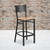 HERCULES Series Black Grid Back Metal Restaurant Barstool - Natural Wood Seat HERCULES Series Black Grid Back Metal Restaurant Barstool - Natural Wood Seat