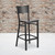 HERCULES Series Black Grid Back Metal Restaurant Barstool - Walnut Wood Seat HERCULES Series Black Grid Back Metal Restaurant Barstool - Walnut Wood Seat