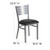 HERCULES Series Silver Slat Back Metal Restaurant Chair - Black Vinyl Seat HERCULES Series Silver Slat Back Metal Restaurant Chair - Black Vinyl Seat