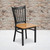 HERCULES Series Black Vertical Back Metal Restaurant Chair - Natural Wood Seat HERCULES Series Black Vertical Back Metal Restaurant Chair - Natural Wood Seat