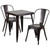 Commercial Grade 23.75" Square Black-Antique Gold Metal Indoor-Outdoor Table Set with 2 Stack Chairs Commercial Grade 23.75" Square Black-Antique Gold Metal Indoor-Outdoor Table Set with 2 Stack Chairs