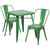 Commercial Grade 23.75" Square Green Metal Indoor-Outdoor Table Set with 2 Stack Chairs Commercial Grade 23.75" Square Green Metal Indoor-Outdoor Table Set with 2 Stack Chairs
