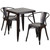 Commercial Grade 23.75" Square Black-Antique Gold Metal Indoor-Outdoor Table Set with 2 Arm Chairs Commercial Grade 23.75" Square Black-Antique Gold Metal Indoor-Outdoor Table Set with 2 Arm Chairs