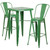 Commercial Grade 23.75" Square Green Metal Indoor-Outdoor Bar Table Set with 2 Stools with Backs Commercial Grade 23.75" Square Green Metal Indoor-Outdoor Bar Table Set with 2 Stools with Backs