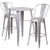 23.75'' Square Silver Metal Indoor-Outdoor Bar Table Set with 2 Stools with Backs 23.75'' Square Silver Metal Indoor-Outdoor Bar Table Set with 2 Stools with Backs