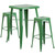 Commercial Grade 23.75" Square Green Metal Indoor-Outdoor Bar Table Set with 2 Square Seat Backless Stools Commercial Grade 23.75" Square Green Metal Indoor-Outdoor Bar Table Set with 2 Square Seat Backless Stools