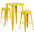 Commercial Grade 23.75" Square Yellow Metal Indoor-Outdoor Bar Table Set with 2 Square Seat Backless Stools Commercial Grade 23.75" Square Yellow Metal Indoor-Outdoor Bar Table Set with 2 Square Seat Backless Stools