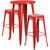 Commercial Grade 24" Round Red Metal Indoor-Outdoor Bar Table Set with 2 Square Seat Backless Stools Commercial Grade 24" Round Red Metal Indoor-Outdoor Bar Table Set with 2 Square Seat Backless Stools