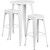 Commercial Grade 24" Round White Metal Indoor-Outdoor Bar Table Set with 2 Square Seat Backless Stools Commercial Grade 24" Round White Metal Indoor-Outdoor Bar Table Set with 2 Square Seat Backless Stools
