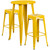 Commercial Grade 24" Round Yellow Metal Indoor-Outdoor Bar Table Set with 2 Square Seat Backless Stools Commercial Grade 24" Round Yellow Metal Indoor-Outdoor Bar Table Set with 2 Square Seat Backless Stools