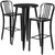 Commercial Grade 24" Round Black Metal Indoor-Outdoor Bar Table Set with 2 Vertical Slat Back Stools Commercial Grade 24" Round Black Metal Indoor-Outdoor Bar Table Set with 2 Vertical Slat Back Stools