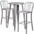 24'' Round Silver Metal Indoor-Outdoor Bar Table Set with 2 Vertical Slat Back Stools 24'' Round Silver Metal Indoor-Outdoor Bar Table Set with 2 Vertical Slat Back Stools