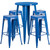Commercial Grade 24" Round Blue Metal Indoor-Outdoor Bar Table Set with 4 Square Seat Backless Stools Commercial Grade 24" Round Blue Metal Indoor-Outdoor Bar Table Set with 4 Square Seat Backless Stools