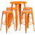 Commercial Grade 24" Round Orange Metal Indoor-Outdoor Bar Table Set with 4 Square Seat Backless Stools Commercial Grade 24" Round Orange Metal Indoor-Outdoor Bar Table Set with 4 Square Seat Backless Stools