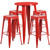 Commercial Grade 24" Round Red Metal Indoor-Outdoor Bar Table Set with 4 Square Seat Backless Stools Commercial Grade 24" Round Red Metal Indoor-Outdoor Bar Table Set with 4 Square Seat Backless Stools