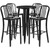 Commercial Grade 24" Round Black Metal Indoor-Outdoor Bar Table Set with 4 Vertical Slat Back Stools Commercial Grade 24" Round Black Metal Indoor-Outdoor Bar Table Set with 4 Vertical Slat Back Stools