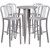 24'' Round Silver Metal Indoor-Outdoor Bar Table Set with 4 Vertical Slat Back Stools 24'' Round Silver Metal Indoor-Outdoor Bar Table Set with 4 Vertical Slat Back Stools