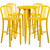 Commercial Grade 24" Round Yellow Metal Indoor-Outdoor Bar Table Set with 4 Vertical Slat Back Stools Commercial Grade 24" Round Yellow Metal Indoor-Outdoor Bar Table Set with 4 Vertical Slat Back Stools
