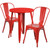 Commercial Grade 24" Round Red Metal Indoor-Outdoor Table Set with 2 Cafe Chairs Commercial Grade 24" Round Red Metal Indoor-Outdoor Table Set with 2 Cafe Chairs