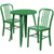 Commercial Grade 24" Round Green Metal Indoor-Outdoor Table Set with 2 Vertical Slat Back Chairs Commercial Grade 24" Round Green Metal Indoor-Outdoor Table Set with 2 Vertical Slat Back Chairs
