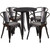 Commercial Grade 24" Round Black-Antique Gold Metal Indoor-Outdoor Table Set with 4 Arm Chairs Commercial Grade 24" Round Black-Antique Gold Metal Indoor-Outdoor Table Set with 4 Arm Chairs
