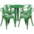 Commercial Grade 24" Round Green Metal Indoor-Outdoor Table Set with 4 Arm Chairs Commercial Grade 24" Round Green Metal Indoor-Outdoor Table Set with 4 Arm Chairs