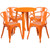 Commercial Grade 24" Round Orange Metal Indoor-Outdoor Table Set with 4 Arm Chairs Commercial Grade 24" Round Orange Metal Indoor-Outdoor Table Set with 4 Arm Chairs