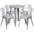 24'' Round Silver Metal Indoor-Outdoor Table Set with 4 Arm Chairs 24'' Round Silver Metal Indoor-Outdoor Table Set with 4 Arm Chairs