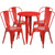 Commercial Grade 24" Round Red Metal Indoor-Outdoor Table Set with 4 Cafe Chairs Commercial Grade 24" Round Red Metal Indoor-Outdoor Table Set with 4 Cafe Chairs