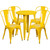 Commercial Grade 24" Round Yellow Metal Indoor-Outdoor Table Set with 4 Cafe Chairs Commercial Grade 24" Round Yellow Metal Indoor-Outdoor Table Set with 4 Cafe Chairs