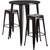 Commercial Grade 30" Round Black-Antique Gold Metal Indoor-Outdoor Bar Table Set with 2 Square Seat Backless Stools Commercial Grade 30" Round Black-Antique Gold Metal Indoor-Outdoor Bar Table Set with 2 Square Seat Backless Stools
