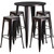Commercial Grade 30" Round Black-Antique Gold Metal Indoor-Outdoor Bar Table Set with 4 Square Seat Backless Stools Commercial Grade 30" Round Black-Antique Gold Metal Indoor-Outdoor Bar Table Set with 4 Square Seat Backless Stools