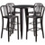 Commercial Grade 30" Round Black-Antique Gold Metal Indoor-Outdoor Bar Table Set with 4 Vertical Slat Back Stools Commercial Grade 30" Round Black-Antique Gold Metal Indoor-Outdoor Bar Table Set with 4 Vertical Slat Back Stools