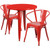 Commercial Grade 30" Round Red Metal Indoor-Outdoor Table Set with 2 Arm Chairs Commercial Grade 30" Round Red Metal Indoor-Outdoor Table Set with 2 Arm Chairs
