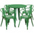 Commercial Grade 30" Round Green Metal Indoor-Outdoor Table Set with 4 Arm Chairs Commercial Grade 30" Round Green Metal Indoor-Outdoor Table Set with 4 Arm Chairs