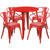 Commercial Grade 30" Round Red Metal Indoor-Outdoor Table Set with 4 Arm Chairs Commercial Grade 30" Round Red Metal Indoor-Outdoor Table Set with 4 Arm Chairs