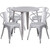 30'' Round Silver Metal Indoor-Outdoor Table Set with 4 Arm Chairs 30'' Round Silver Metal Indoor-Outdoor Table Set with 4 Arm Chairs