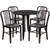 Commercial Grade 30" Round Black-Antique Gold Metal Indoor-Outdoor Table Set with 4 Vertical Slat Back Chairs Commercial Grade 30" Round Black-Antique Gold Metal Indoor-Outdoor Table Set with 4 Vertical Slat Back Chairs