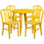Commercial Grade 30" Round Yellow Metal Indoor-Outdoor Table Set with 4 Vertical Slat Back Chairs Commercial Grade 30" Round Yellow Metal Indoor-Outdoor Table Set with 4 Vertical Slat Back Chairs
