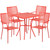Commercial Grade 28" Square Coral Indoor-Outdoor Steel Patio Table Set with 4 Square Back Chairs Commercial Grade 28" Square Coral Indoor-Outdoor Steel Patio Table Set with 4 Square Back Chairs