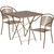 Commercial Grade 28" Square Gold Indoor-Outdoor Steel Folding Patio Table Set with 2 Round Back Chairs Commercial Grade 28" Square Gold Indoor-Outdoor Steel Folding Patio Table Set with 2 Round Back Chairs