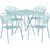 Commercial Grade 28" Square Sky Blue Indoor-Outdoor Steel Folding Patio Table Set with 4 Round Back Chairs Commercial Grade 28" Square Sky Blue Indoor-Outdoor Steel Folding Patio Table Set with 4 Round Back Chairs
