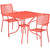 Commercial Grade 35.5" Square Coral Indoor-Outdoor Steel Patio Table Set with 2 Square Back Chairs Commercial Grade 35.5" Square Coral Indoor-Outdoor Steel Patio Table Set with 2 Square Back Chairs