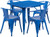 Commercial Grade 31.5" Square Blue Metal Indoor-Outdoor Table Set with 4 Arm Chairs Commercial Grade 31.5" Square Blue Metal Indoor-Outdoor Table Set with 4 Arm Chairs