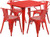 Commercial Grade 31.5" Square Red Metal Indoor-Outdoor Table Set with 4 Arm Chairs Commercial Grade 31.5" Square Red Metal Indoor-Outdoor Table Set with 4 Arm Chairs